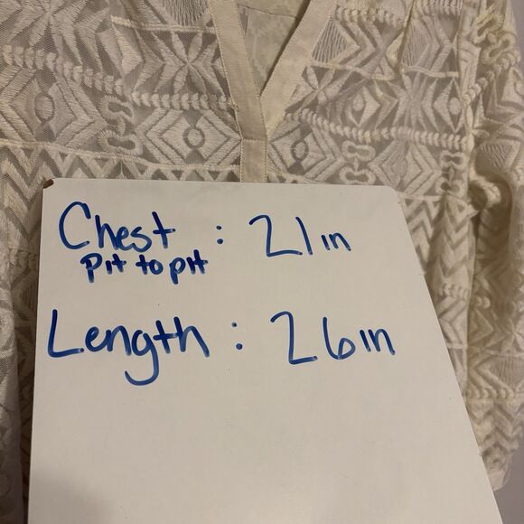 Anthropologie Vanessa Virginia Sheer Lace 10 Medium Tunic Top Ivory Embroidered - Picture 6 of 6